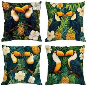 Fundas Cojines 70x70 cm Juego de 4 Verde Cojines Exterior I…