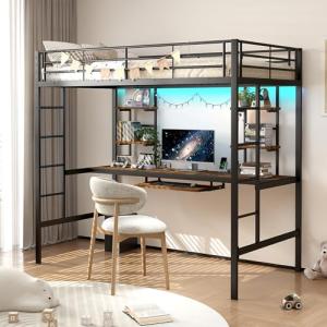 Tcewhhy Cama Alta,litera con Escritorio,Cama De Hierro con…