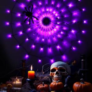 Luces de telaraña de Halloween, 100 LED, 8 modos, cadena de…