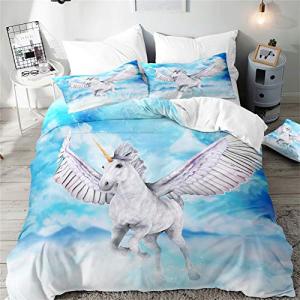 Chickwin Juego de Ropa de Cama 3D Unicornio Estampado 3 Pie…