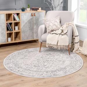 HUGEAR Alfombra Redonda 120cm Gris Antideslizante Alfombras…