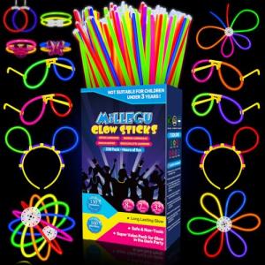Millegu Pulseras Luminosas Fluorescentes, 230 Pack Fiesta,…