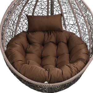 Silla columpio de ratán para exteriores con cojín de gran t…