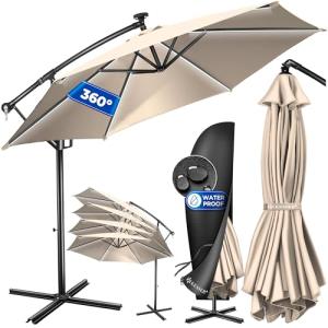 KESSER® Sombrilla LED Solar Aluminio 300cm Incluido Funda C…