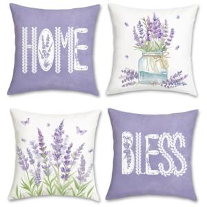 Bonhause Fundas Cojines Lavanda 45 x 45 cm Funda de Almohad…