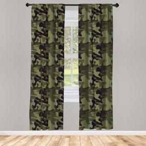 ABAKUHAUS Caqui Juego de 2 Paños Cortinas, Camuflaje Camo d…