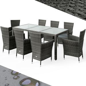 CASARIA® Conjunto Jardín Poliratán 8 Sillas Apilables Mesa…