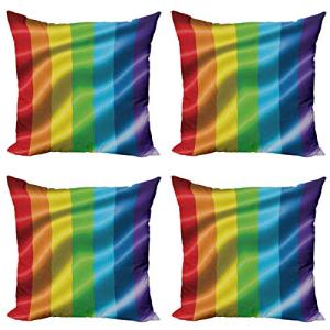 ABAKUHAUS Arco Iris Set de 4 Fundas para Cojín, Bandera del…