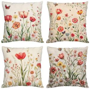 Fundas Cojines 70x70 cm Juego de 4 Crema Cojines Exterior I…