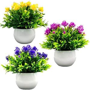 Fycooler Flores Artificiales Decoración, 3Pcs Plantas Artif…