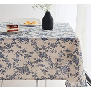 Wracra Azul Floral Pastoral Mantel Algodón Lino Vintage Man…