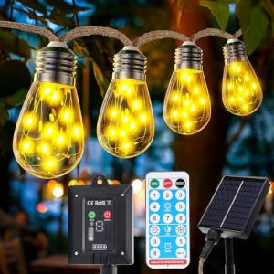 Cadena de luces solares para exteriores con 20 bombillas IP…
