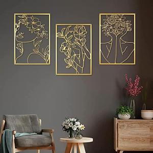 3 piezas de decoración de pared de metal para mujer, decora…