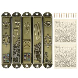 Kichvoe Mezuzah De Metal con Pergamino 5 Uds. Puerta Religi…