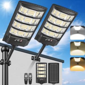 PEAKRO Farolas Solares LED Exterior, Foco Solar Potente 650…