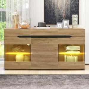 Moimhear Aparador LED moderno para salón, 3 puertas, 3 cajo…