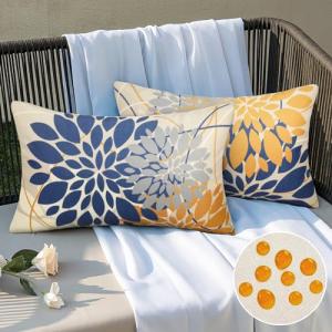 Azul Amarillo Fundas de Cojines 30x50 CM Exterior Dalia Fun…