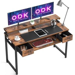 ODK Mesa Escritorio, Mesa Ordenador con Cajón Oficina con S…