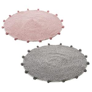 LOLAhome Set de 2 alfombras Redondas con Pompones Rosa y Gr…