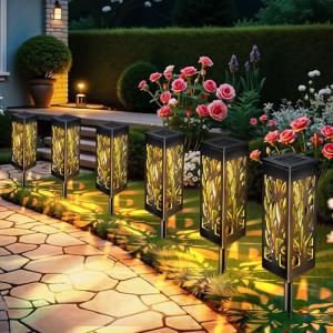 6 Piezas Luces Solares Exterior Jardín, Baliza Luz Solar Ex…