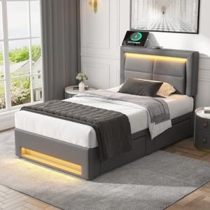 Moimhear Cama tapizada, con puerto USB (admite carga inalám…