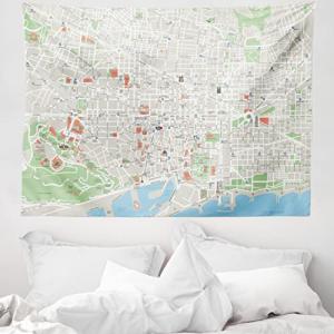 ABAKUHAUS Mapa Tapiz de Pared y Cubrecama Suave, Calles De…