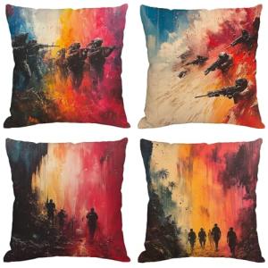 Funda Cojin 80x80 cm,Juego de 4 Fundas de Cojines Color Ter…