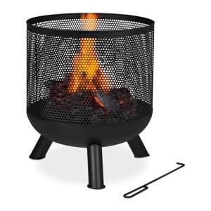 Relaxdays Brasero Exterior, Diseño Malla Metálica, Atizador…