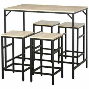 HOMCOM Set de Mesa de Bar y 4 Taburetes 5 Piezas con Reposa…