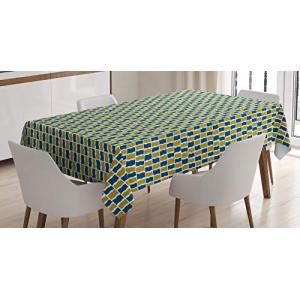 ABAKUHAUS Retro Mantele, Cuadrados Bicolor onduladas, Estam…