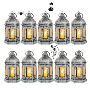 Romadedi Juego de 10 mini farolillos decorativos plateados…