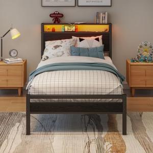 BORPHOM Cama de metal de metal, 90 x 200 cm, marco de cama…