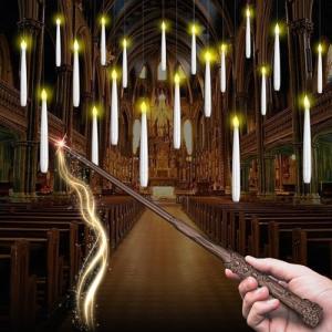 KYWLCO Velas flotantes, Velas LED sin llama con Varita Mági…