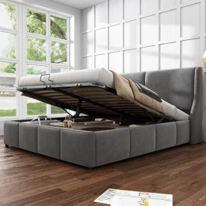 Moimhear Cama acolchada, forma de oreja, cama doble, cama f…