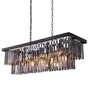 Wellmet Modern Araña de Cristal negro Lámpara Colgante de M…
