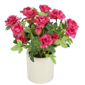 Flores artificiales en maceta, 32 cm, rosas artificiales, r…