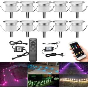 GEYUEYA Home 10 luces LED WiFi empotrables en el suelo exte…