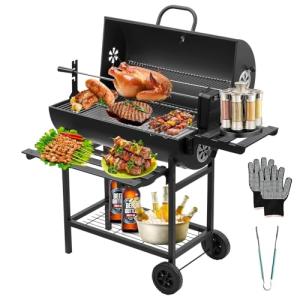 TEENO Barbacoa de Carbón de Madera, Parrilla Barbacoa con R…