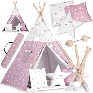 NUKIDO Tipi Infantil de algodón y Marco de Madera con Ester…
