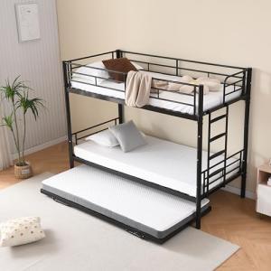 BLUON HOME Litera de metal 90 x 200 cm, litera con cama nid…