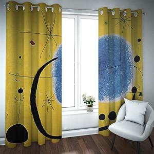 Las cortinas opacas de oro azul 2 paneles Joan Miró Estilo…