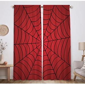 Allenjoy Cortinas Rojas de Tela de araña de superhéroe para…