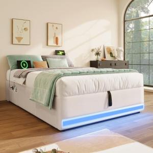 Moimhear Cama acolchada, tira de luz LED controlada por rad…