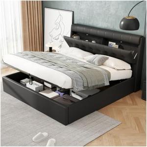 Lubvtti Cama tapizada 140x200cm,Cabecero con almacenaje Ocu…