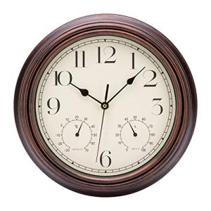 ACCSHINE Reloj de Pared Silencioso Vintage con Termómetro e…