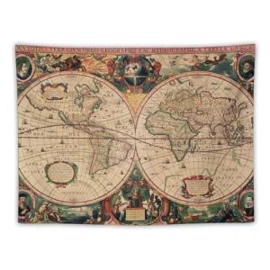 Póster retro de mapa del mundo, 5 obras de arte, tapiz de p…