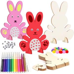 10 conejos de madera para pintar, decoración de conejos de…