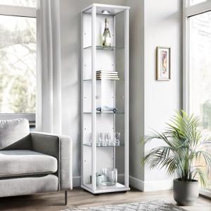 K-Möbel Vitrina de Cristal en Blanco (176x37x33 cm) con 4 e…