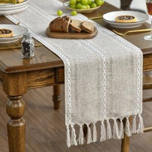 Artoid Mode Camino de mesa bohemio con leche beige estilo r…