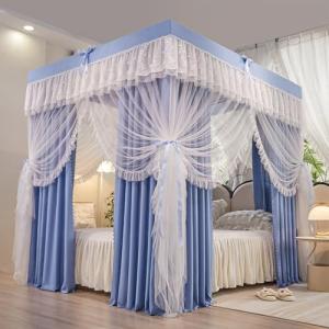 Dosel de Cama de Lujo con 4 Postes en Las Esquinas, Color L…
